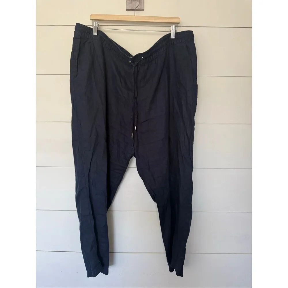 H&M Women’s 26 Navy Blue Linen Pull on Pants